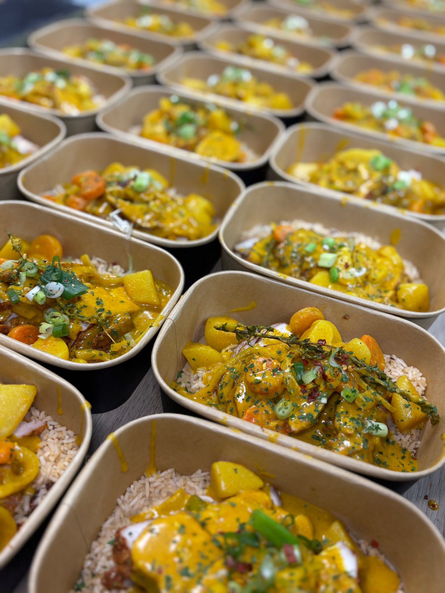 Freshly prepared Lusso chicken meals ready for delivery